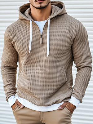 Stylish Waffle Knit Long Sleeve Hoodie – Fast 24-Hour Shipping