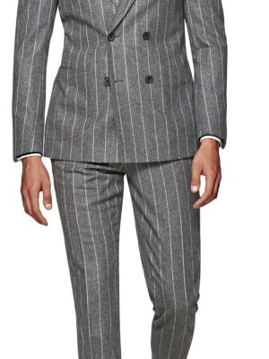 Vintage-Inspired Striped Suit Pants with Functional Pocket – Classic Retro Men's Trousers