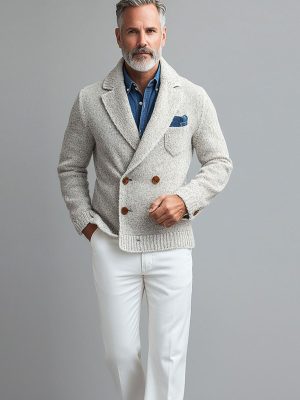 Men's Vintage Double-Breasted Knitted Cardigan – Casual Lapel Sweater with 24-Hour Shipping