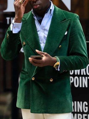 Retro Gold Velvet Blazer - Solid Color Double-Breasted Casual Jacket with 24-Hour Shipping