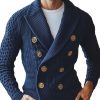Men's Double-Breasted Knit Cardigan with Metal Buttons – Elegant Lapel Design, Ships in 24 Hours