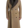 Business-Style Knit Patchwork Overcoat with Shawl Lapel & Double-Breasted Design – Ships in 24 Hours