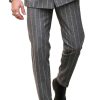 Vintage-Inspired Striped Suit Pants with Functional Pocket – Classic Retro Men's Trousers