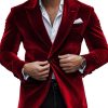 Men's Red Velvet Vintage Blazer - Single Breasted Lapel Jacket with 24-Hour Shipping