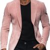 Men's Pink Suede Blazer – Casual Single-Breasted Lapel Jacket with 24-Hour Shipping