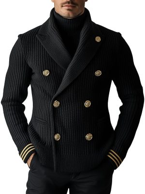 Business Double-Breasted Knit Cardigan for Men – Fast 24-Hour Shipping