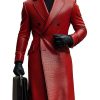 Business-Style Double-Breasted Leather Overcoat with 24-Hour Shipping