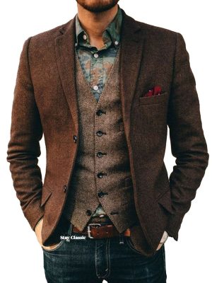 Retro Casual Blazer with 3 Pockets – Solid Color Lightweight Jacket, Ships in 24 Hours