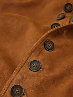 Men's Vintage Suede Blazer with Stand Collar & Functional Pockets – Fast 24-Hour Shipping