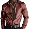 Men's Luxury Cashmere Blend Satin Dress Shirt with Long Sleeves