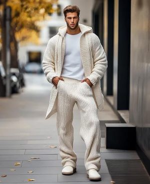 Casual Loose-Fit Solid Hooded Knit Cardigan – Fast 24-Hour Shipping