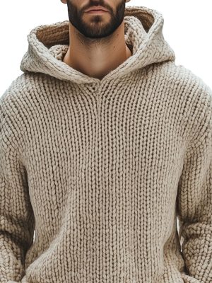 Men's Vintage Knit Hoodie Sweater – Fast 24-Hour Shipping