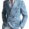 Men's Double-Breasted Denim Blazer with Pockets – Casual Slim-Fit Jacket, Ships in 24 Hours