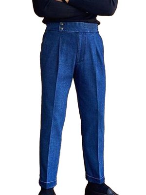 Men's Blue Jeans with Double Pockets – Fast 24-Hour Shipping