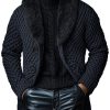 Vintage Faux Fur Collar Knitted Cardigan – Single-Breasted, Fast 24-Hour Shipping