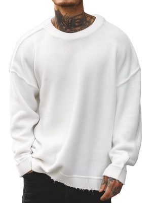 Men's Casual Loose-Fit Solid Sweater – Fast 24-Hour Shipping