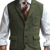Men's Herringbone Casual Vest with 3 Front Pockets – Stylish Slim-Fit Waistcoat for Smart-Casual Outfits