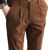 Men's Vintage Corduroy Pants with Elastic Waist - Straight Fit, Solid Color, Fast 24-Hour Shipping