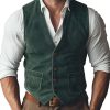 Men's Vintage Suede Vest - V-Neck Single-Breasted Waistcoat with 24-Hour Shipping