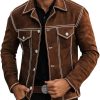 Men's Vintage Suede Jacket with Notched Lapel – Casual Retro Style, Ships in 24 Hours