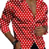 Men's Casual Long Sleeve Polka Dot Shirt - Stylish Printed Button Down for Everyday Wear