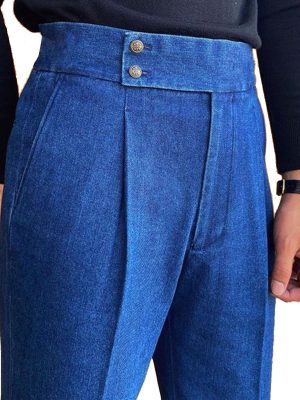 Men's Blue Jeans with Double Pockets – Fast 24-Hour Shipping