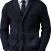 Solid Color Knitted Cardigan with Lapel Collar & 3 Pockets – Ships in 24 Hours