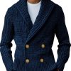 Men's Double-Breasted Knit Cardigan - Solid Color Lapel Sweater with 24-Hour Shipping