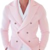 Men's Pink Double-Breasted Knit Blazer – Fast 24-Hour Shipping, Modern Fit Casual Jacket