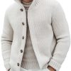 Men's/Women's Solid Knit Cardigan with Stand Collar & Button Front – Fast 24-Hour Shipping