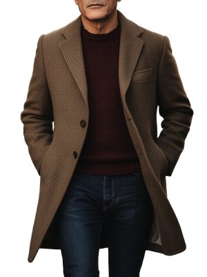 Casual Mid-Length Single-Breasted Coat with 3 Pockets – Fast 24-Hour Shipping