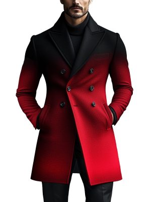 Men's Gradient Double-Breasted Wool Coat – Fast 24-Hour Shipping