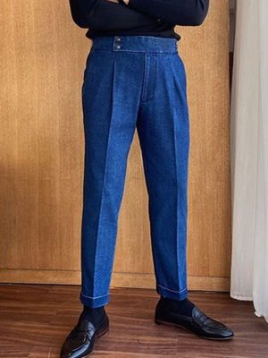 Men's Blue Jeans with Double Pockets – Fast 24-Hour Shipping