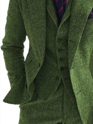 Men's Herringbone Tweed Blazer – Double-Sided Casual Jacket with 24-Hour Shipping