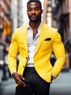 Men's Solid Waffle Texture Single-Breasted Blazer with Notched Lapel – Ships in 24 Hours