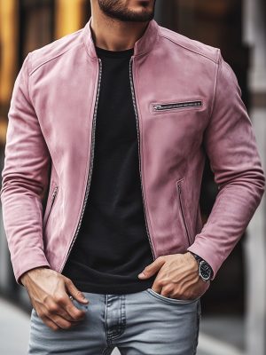 Trendy Suede Jacket with Zipper & Multi-Pockets – Fast 24-Hour Shipping