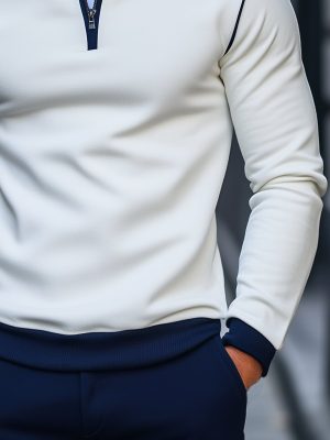 Fashionable Half-Zip Sweatshirt with Stand-Up Collar & Long Sleeves – Ships in 24 Hours