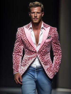 Leopard Print Velvet Blazer for Men & Women – Casual Lapel Jacket with 24-Hour Fast Shipping