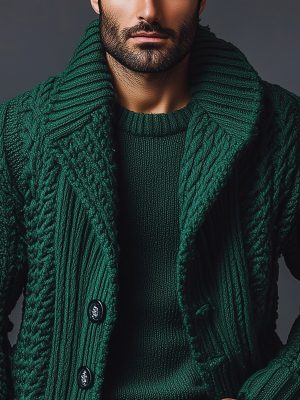 Vintage Knitted Cardigan – Single-Breasted Lapel Sweater with 24-Hour Shipping