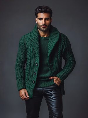 Vintage Knitted Cardigan – Single-Breasted Lapel Sweater with 24-Hour Shipping
