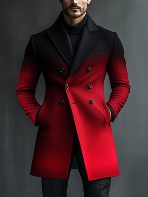 Men's Gradient Double-Breasted Wool Coat – Fast 24-Hour Shipping