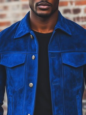Men's Suede Lapel Jacket with Multi-Pockets – Fast 24-Hour Shipping