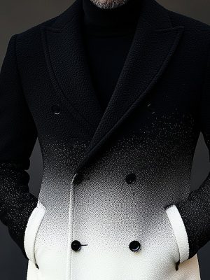 Stylish Gradient Double-Breasted Wool Coat for Men & Women – Fast 24-Hour Shipping