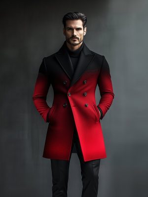 Men's Gradient Double-Breasted Wool Coat – Fast 24-Hour Shipping