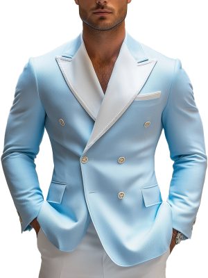 Men's Vintage Blue Blazer – Fast 24-Hour Shipping, Classic Fit Wool Blend Suit Jacket